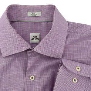 Peter Millar Mens Large Purple Gingham Button Up Long Sleeve Dress Shirt‎ Cotton